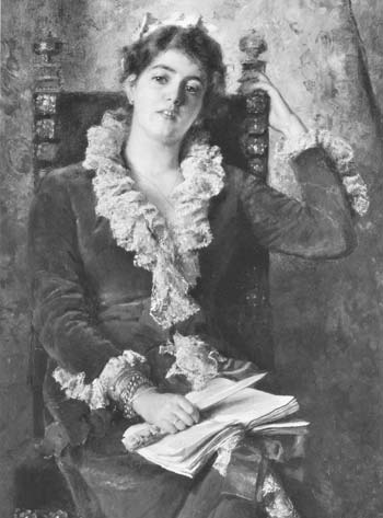 Репродукция картины художника К.Е. Маковского 'Портрет Ю.П. Маковской. 1881 г.'