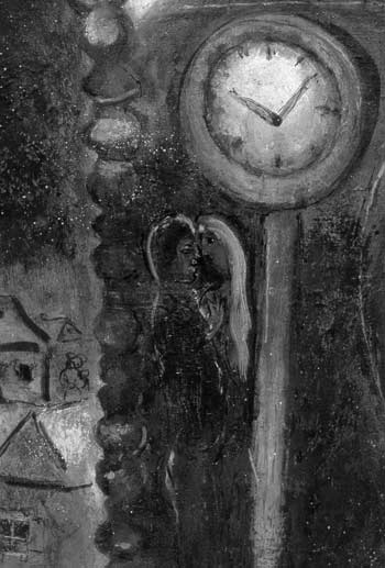 Репродукция фрагмента картины Марка Шагала 'Часы с синим крылом'. 1949 г.
