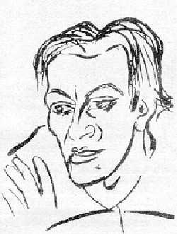 Владимир Маяковский. Рисунок Давида Бурлюка. 1913 г.