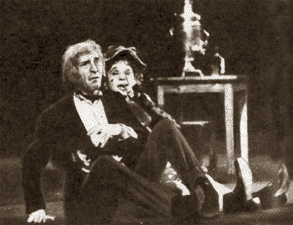 Тарелкин (В.Ивченко), Брандахлыстова (В.Ковель). Ленинградский академический Большой драматический театр. 1980-е годы.