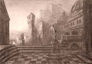 П.Вильямс.&nbsp;«Ромео и Джульетта» С.Прокофьева. Эскиз декораций. Мариинский театр (в то время — театр им. Кирова). Ленинград. 1940 г.