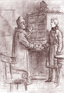 Андрей Болконский у отца. Рисунок М.С. Башилова. 1866 г.