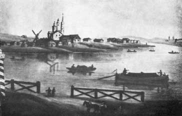 На рисунке XIX века — родная деревня Ломоносова.