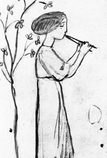 Pепродукция рисунка художника В.А. Яковлева (1887-1919) 'Музы. Евтерпа'. 1913-1914 гг.