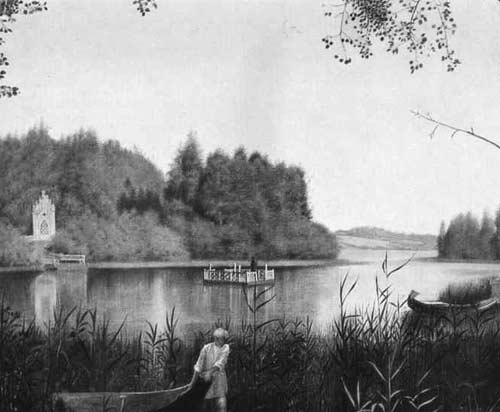 Репродукция картины художника Г.Сороки «Вид на озеро в имении Островки». 1849 г.